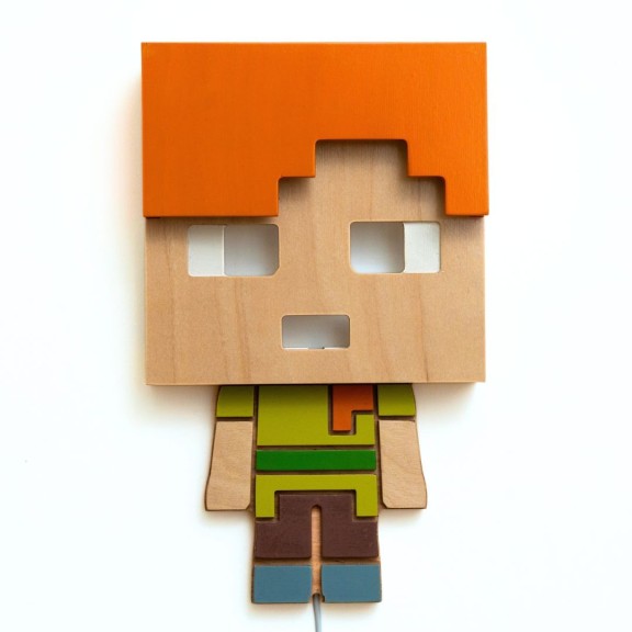 Applique Alex Minecraft LED RGB Smart Artigianale in Legno