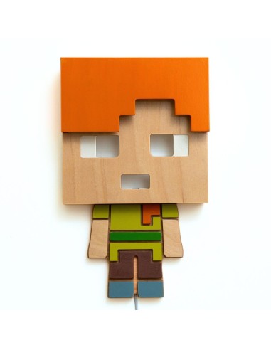 Applique Alex Minecraft LED RGB Smart Artigianale in Legno