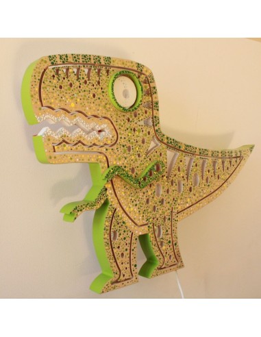 Applique Dino LED Smart Artigianale in Legno - Alexa & Google