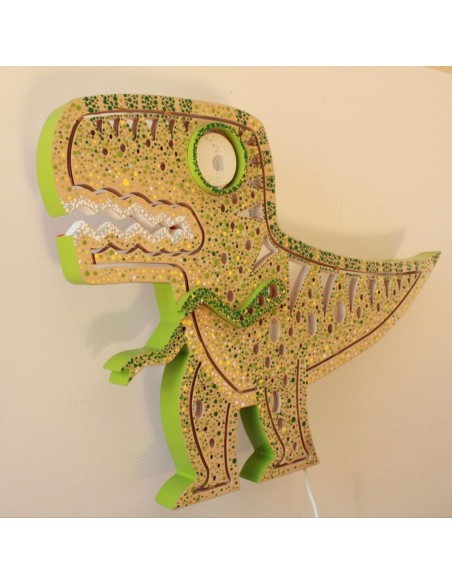 Applique Dino LED Smart Artigianale in Legno - Alexa & Google