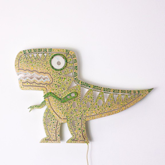 Applique Dino LED Smart Artigianale in Legno - Alexa & Google