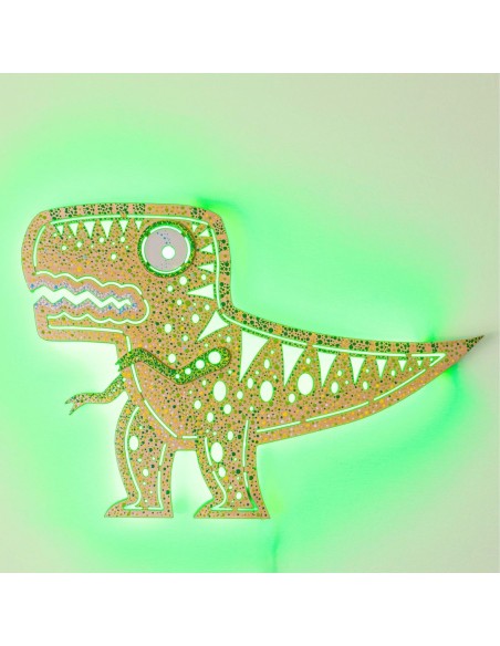 Applique Dino LED Smart Artigianale in Legno - Alexa & Google