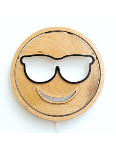 Applique Emoji Cool LED RGB Smart Artigianale in Legno
