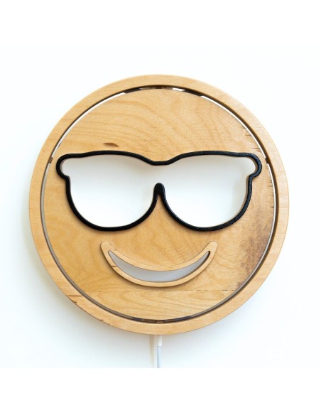 Applique Emoji Cool LED RGB Smart Artigianale in Legno