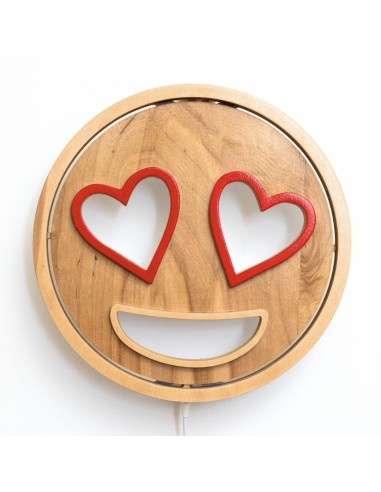Applique Emoji Love LED RGB Smart Artigianale in Legno
