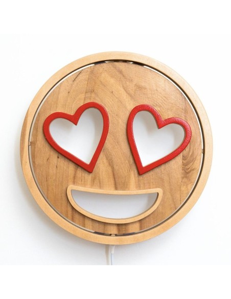 Applique Emoji Love LED RGB Smart Artigianale in Legno