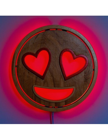 Applique Emoji Love LED RGB Smart Artigianale in Legno