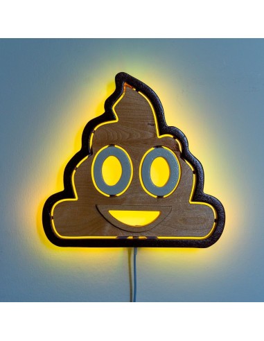 Applique Emoji Poo LED RGB Smart Artigianale in Legno