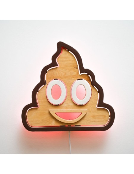 Applique Emoji Poo LED RGB Smart Artigianale in Legno
