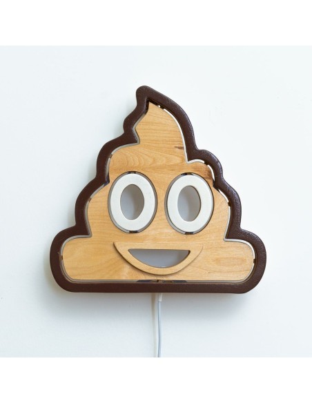 Applique Emoji Poo LED RGB Smart Artigianale in Legno