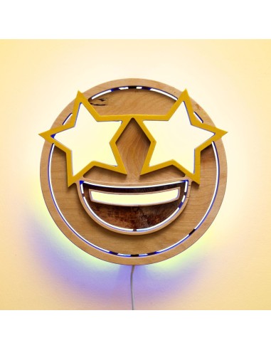 Applique Emoji Star LED RGB Smart in Legno Artigianale