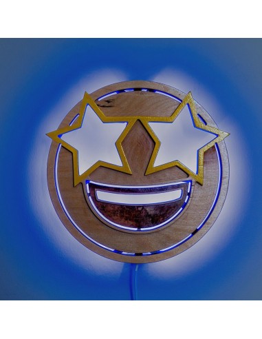 Applique Emoji Star LED RGB Smart in Legno Artigianale