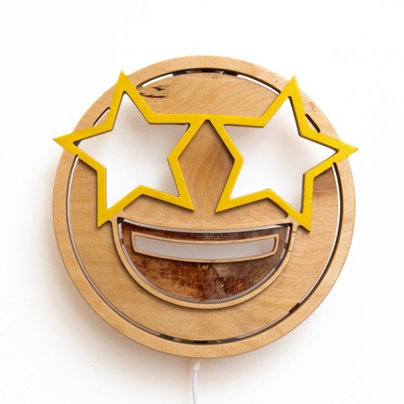 Applique Emoji Star LED RGB Smart in Legno Artigianale