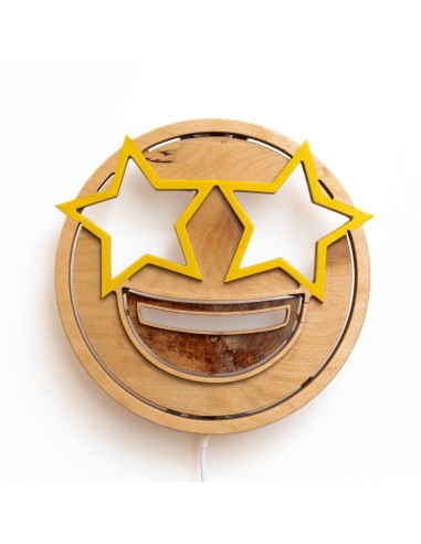 Applique Emoji Star LED RGB Smart in Legno Artigianale