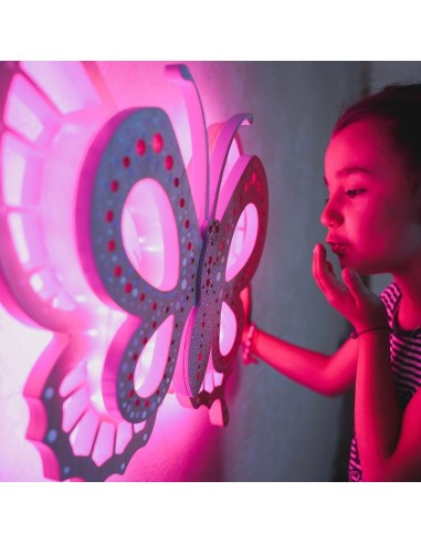 Applique Farfalla LED RGB Smart Artigianale in Legno | FlamboFun