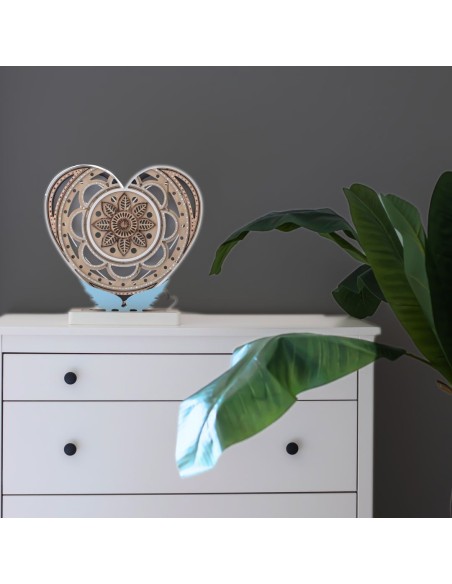Lampada Cuore LED Smart Double-Sided Artigianale in Legno | FlamboFun