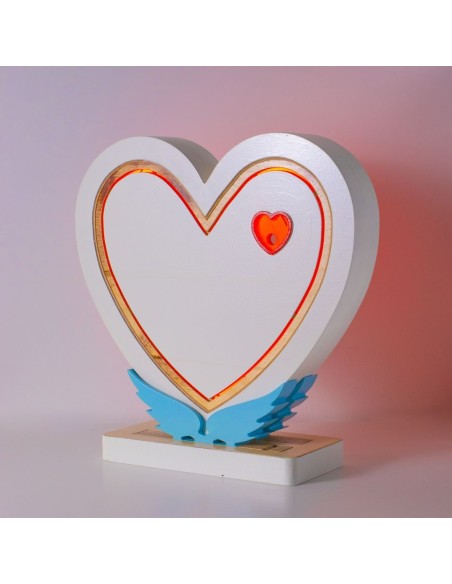 Lampada Cuore LED Smart Double-Sided Artigianale in Legno | FlamboFun