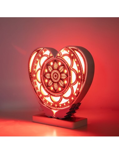 Lampada Cuore LED Smart Double-Sided Artigianale in Legno | FlamboFun
