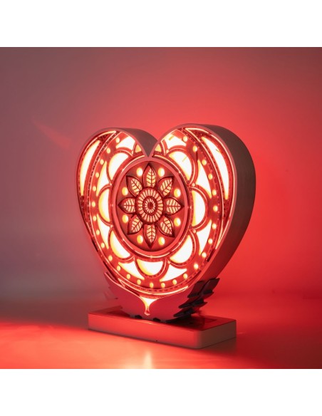 Lampada Cuore LED Smart Double-Sided Artigianale in Legno | FlamboFun