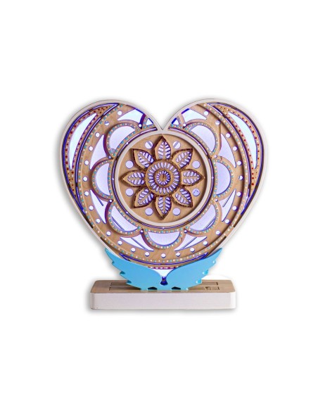 Lampada Cuore LED Smart Double-Sided Artigianale in Legno | FlamboFun
