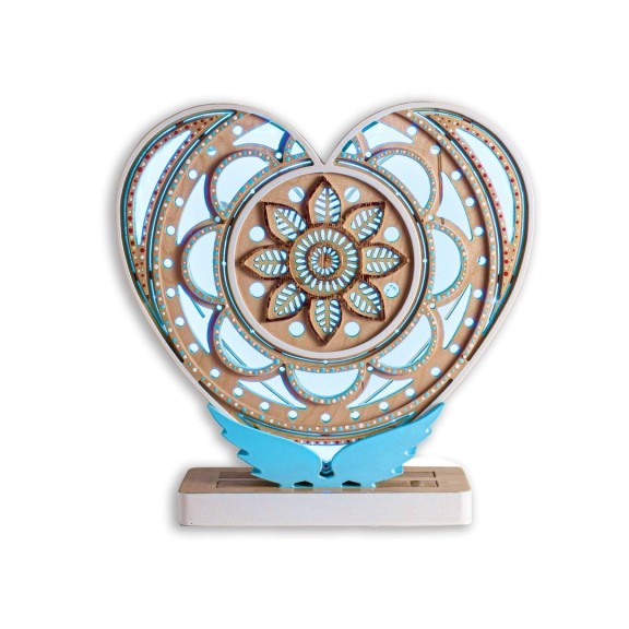 Lampada Cuore LED Smart Double-Sided Artigianale in Legno | FlamboFun