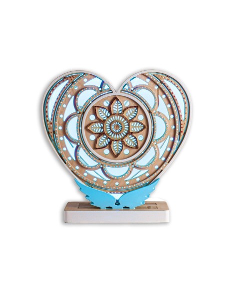 Lampada Cuore LED Smart Double-Sided Artigianale in Legno | FlamboFun
