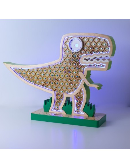 Lampada DinoRex LED Smart Double-Sided in Legno di Betulla | FlamboFun