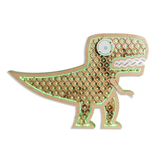 Lampada DinoRex LED Smart Double-Sided in Legno di Betulla | FlamboFun 2