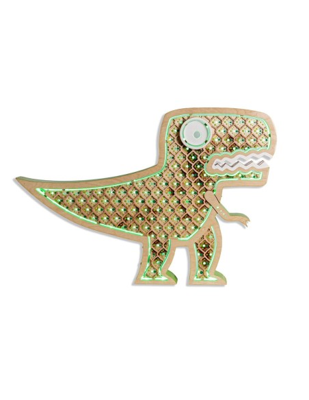 Lampada DinoRex LED Smart Double-Sided in Legno di Betulla | FlamboFun