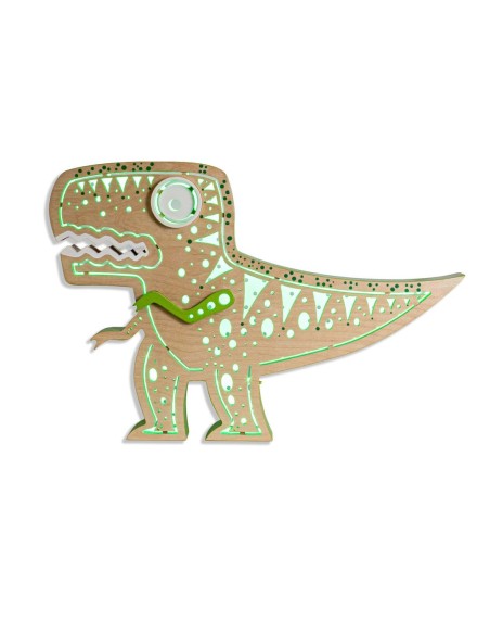 Lampada DinoRex LED Smart Double-Sided in Legno di Betulla | FlamboFun