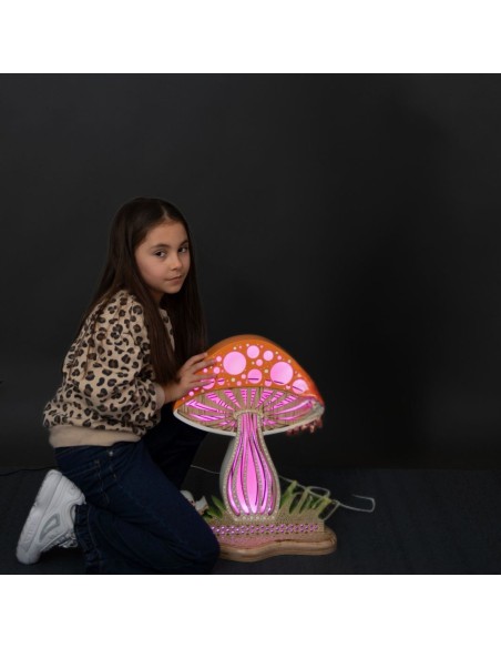 Lampada Fungo LED Smart Double-Sided in Legno Artigianale | FlamboFun