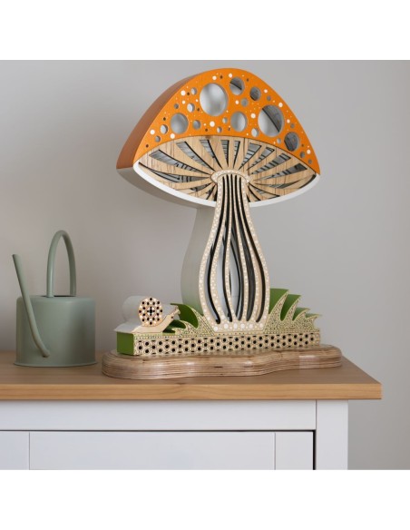 Lampada Fungo LED Smart Double-Sided in Legno Artigianale | FlamboFun