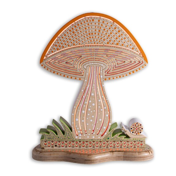 Lampada Fungo LED Smart Double-Sided in Legno Artigianale | FlamboFun 2