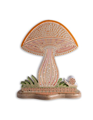 Lampada Fungo LED Smart Double-Sided in Legno Artigianale | FlamboFun