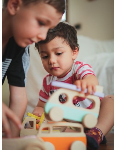 Surf Van Giocattolo in Legno Old Style con Surf e Incastro