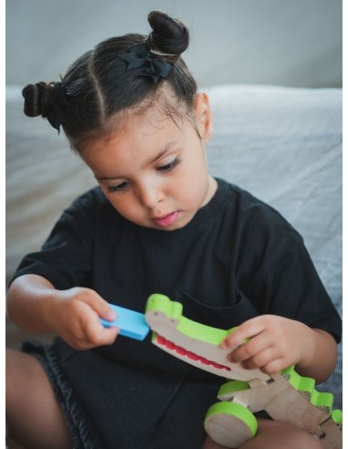 Gioco Coccodrillo Legno da Traino Magnetico per Bambini 2+