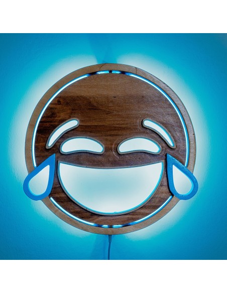 Applique Emoji Smile LED RGB Smart Artigianale in Legno
