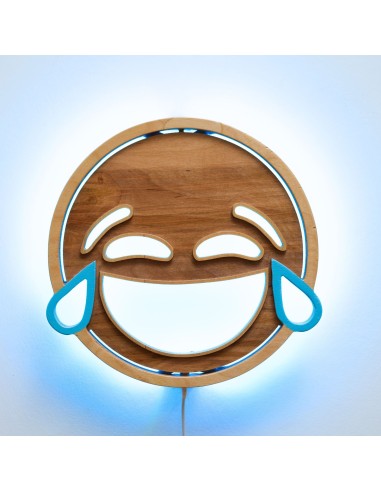 Applique Emoji Smile LED RGB Smart Artigianale in Legno