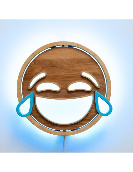 Applique Emoji Smile LED RGB Smart Artigianale in Legno