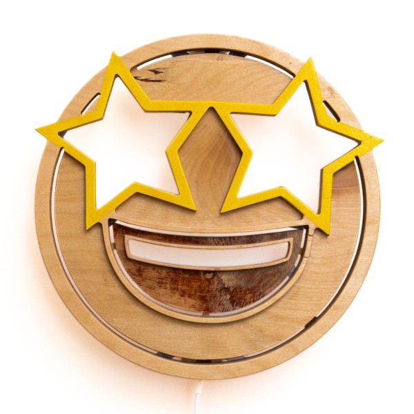 Applique Emoji Star LED RGB Smart in Legno Artigianale
