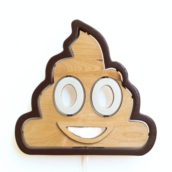 Applique Emoji Poo LED RGB Smart Artigianale in Legno